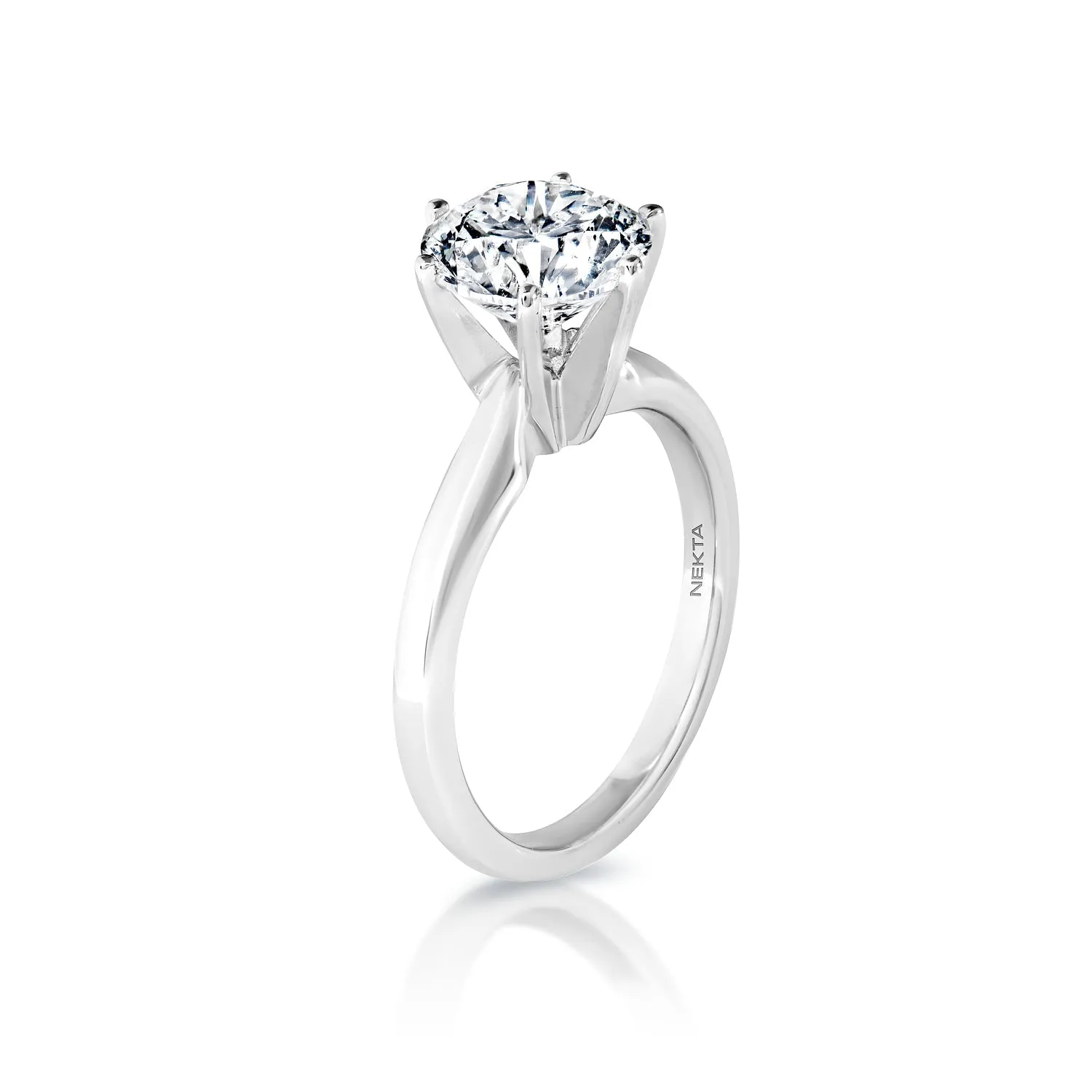 Lisbeth 3 Carat G VS2 Round Brilliant Diamond Solitaire Engagement Ring in 14k White Gold