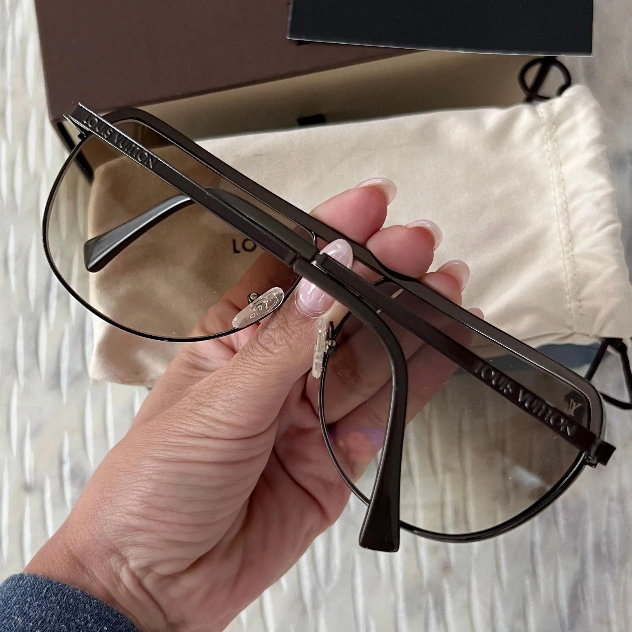 LOUIS VUITTON Alias Crystal Metal Frame Sunglasses Brown