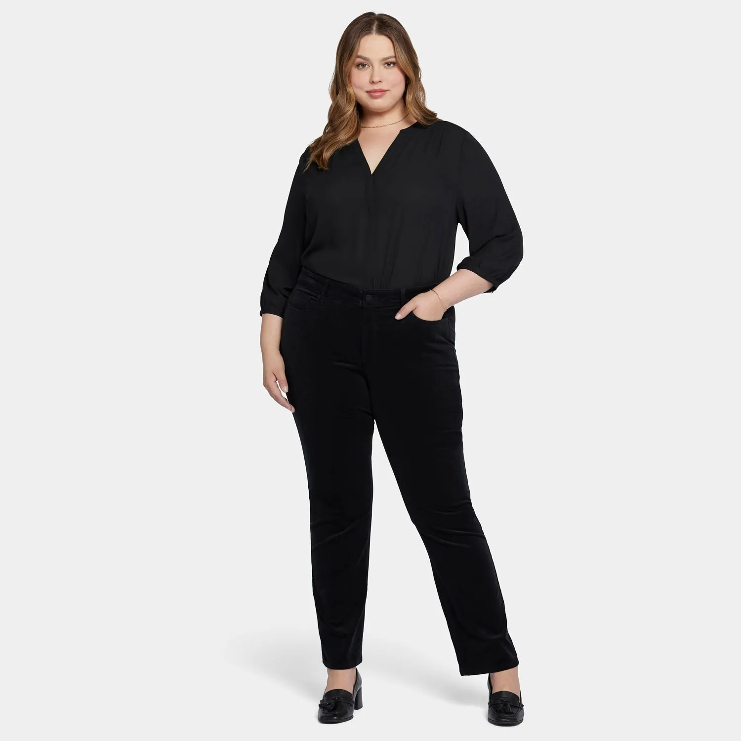 Marilyn Straight Pants In Plus Size - Black