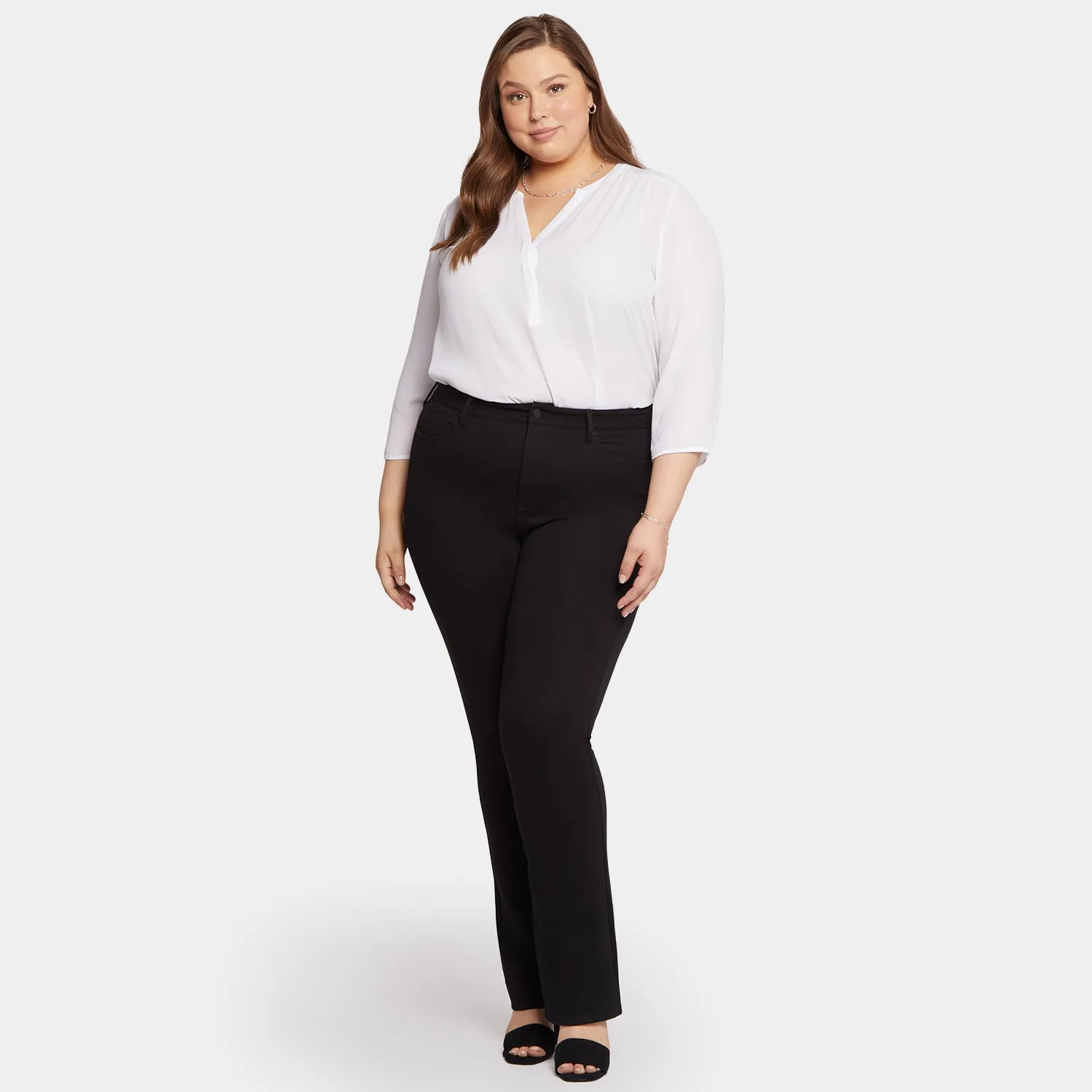 Marilyn Straight Pants In Plus Size - Black