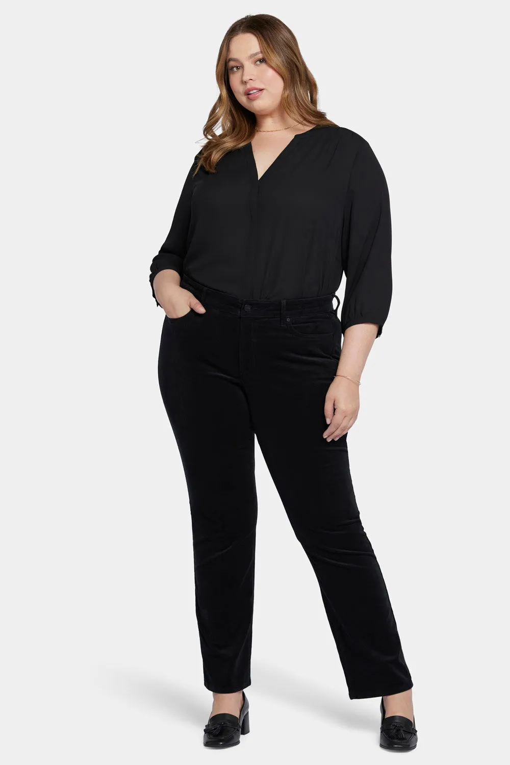 Marilyn Straight Pants In Plus Size - Black