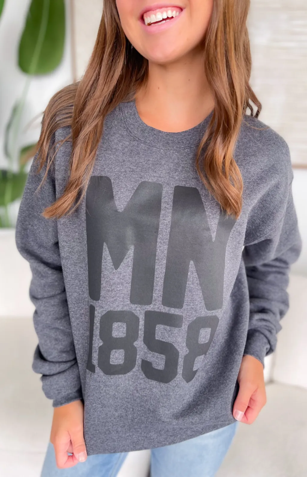 MN 1858 Charcoal Crewneck