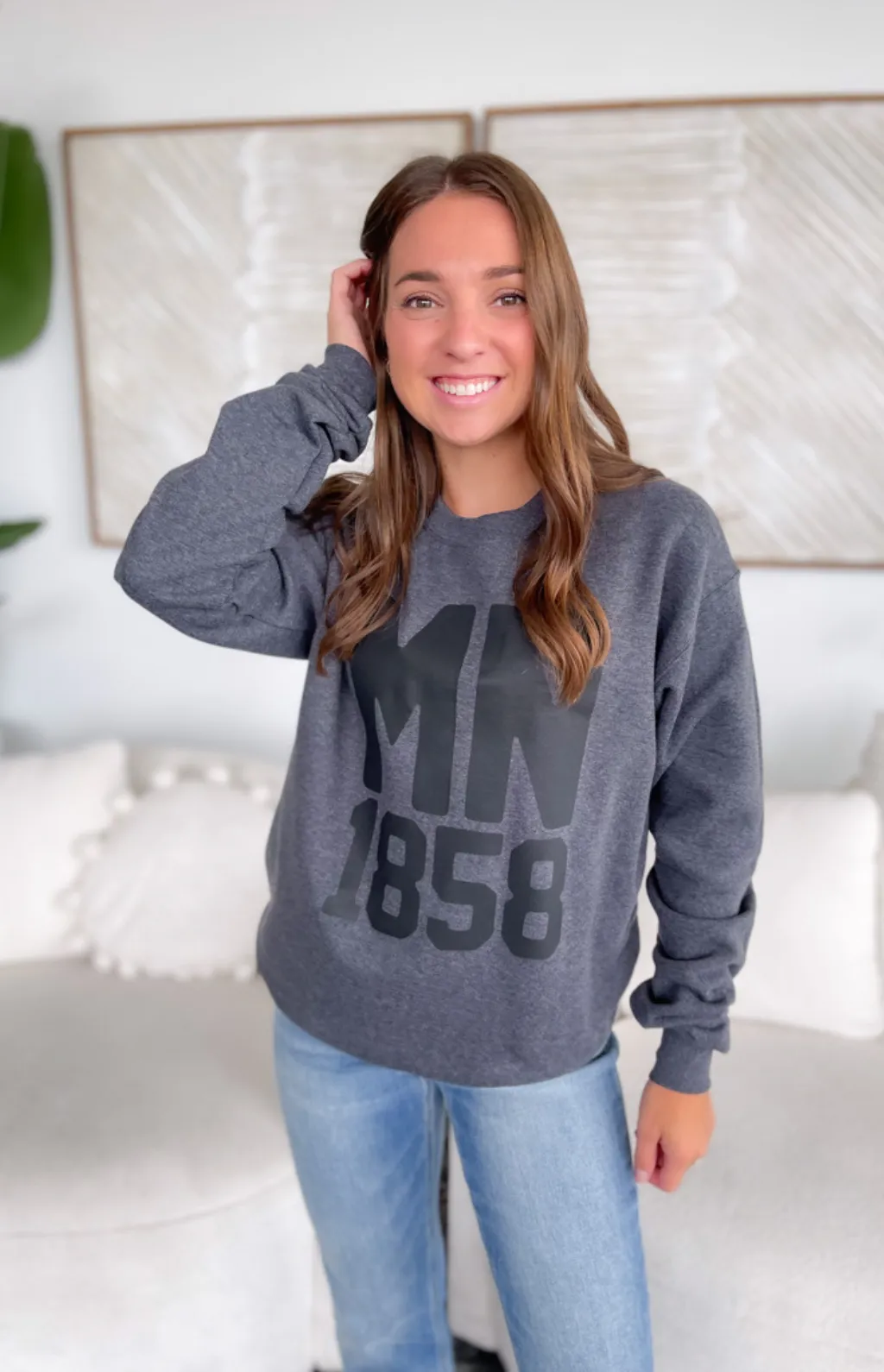 MN 1858 Charcoal Crewneck