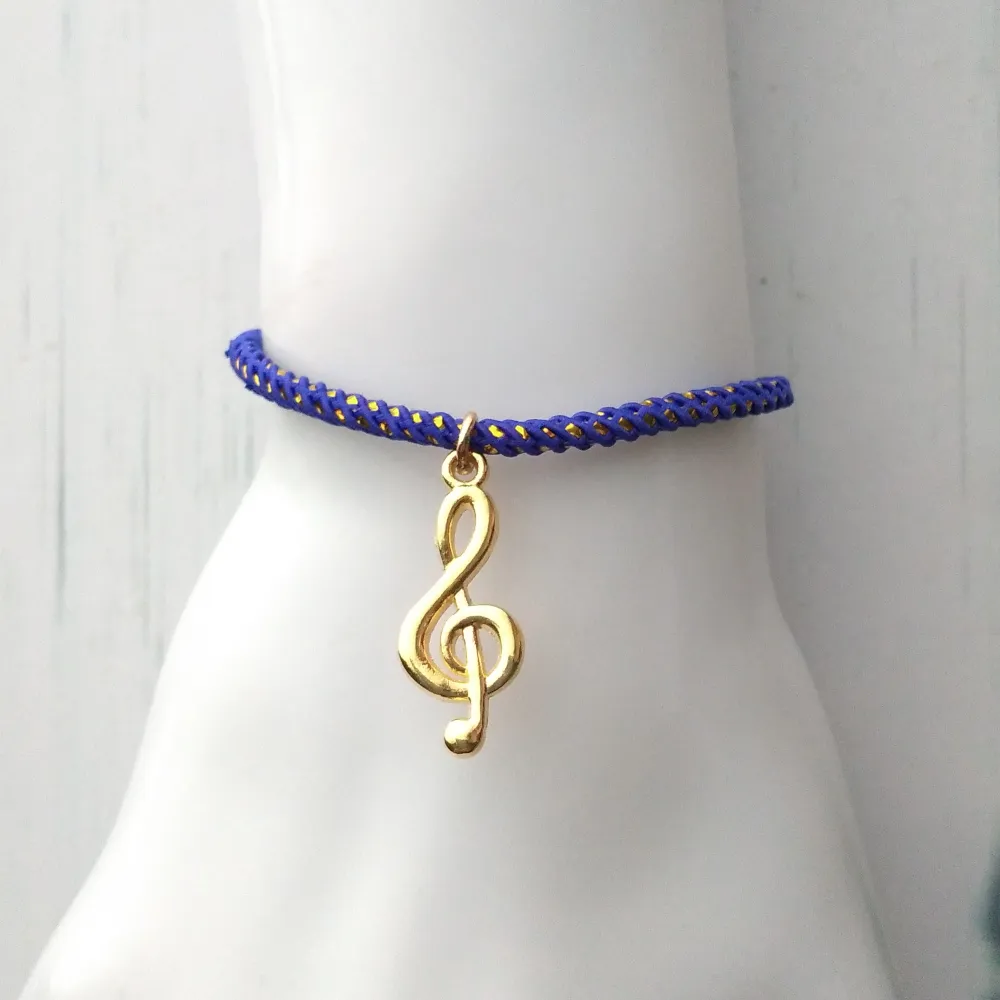 Olivia 2 G Clef Metallic Cord Slider Bracelet