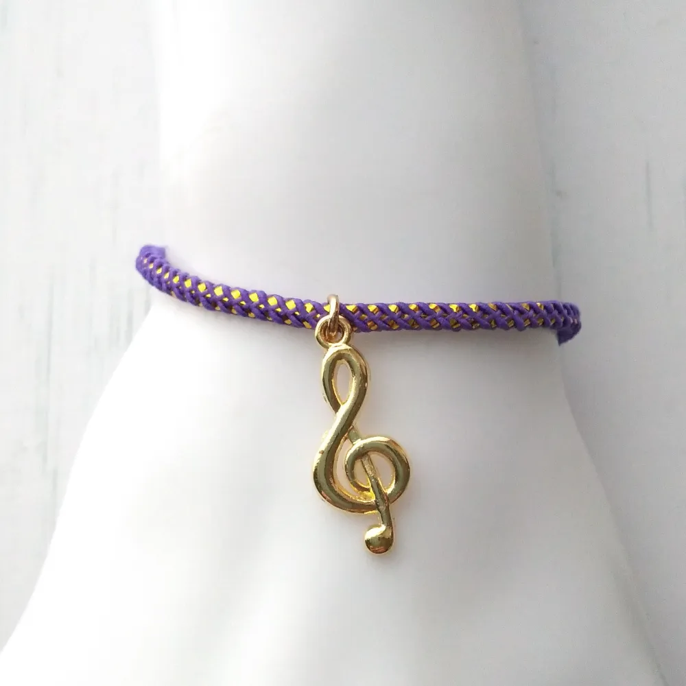 Olivia 2 G Clef Metallic Cord Slider Bracelet