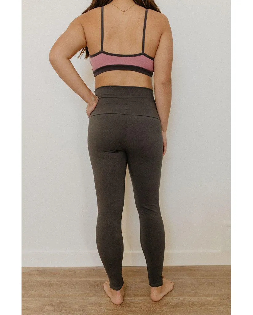 Pocket High Waist Organic Cotton Leggings - Slate Grey *FINAL SALE*