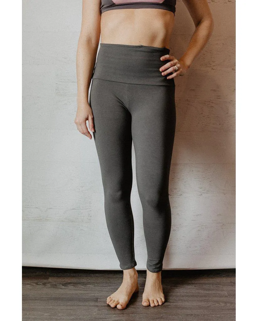 Pocket High Waist Organic Cotton Leggings - Slate Grey *FINAL SALE*