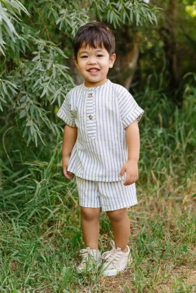 Popover Shirt in Lake Stripe