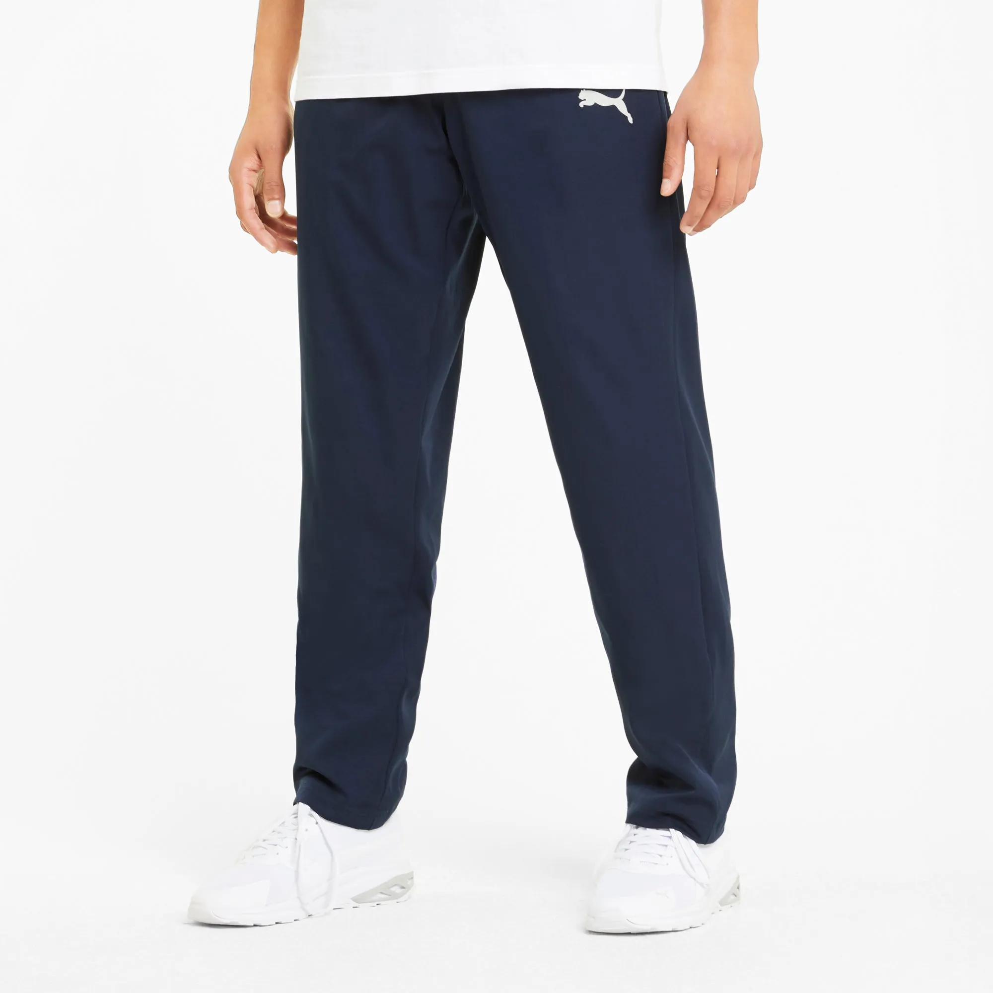 PUMA MEN'S ACTIVE WOVEN NAVY TRACKPANTS