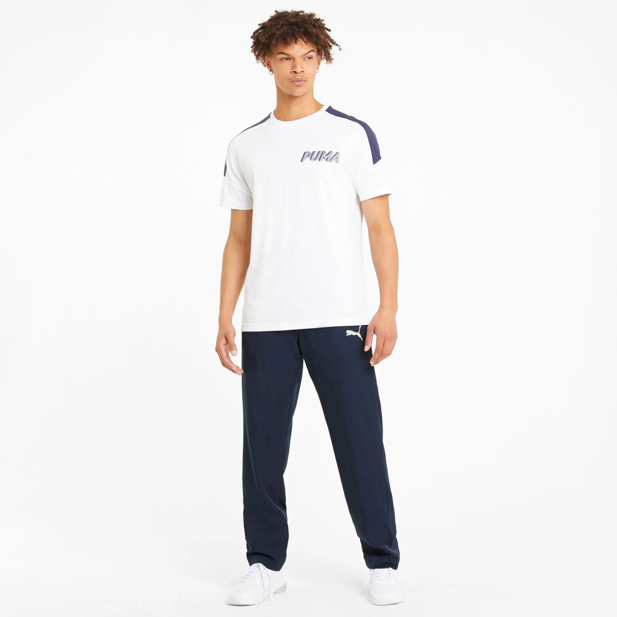 PUMA MEN'S ACTIVE WOVEN NAVY TRACKPANTS