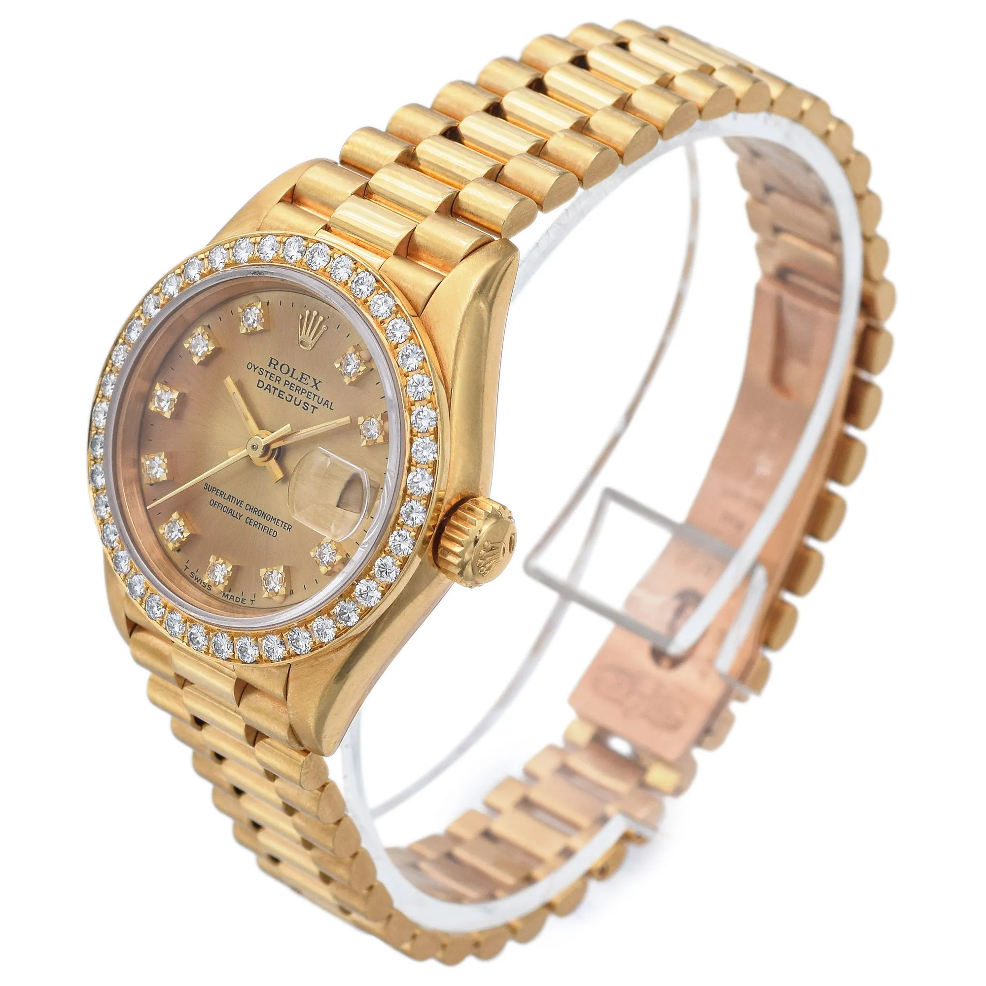 Rolex President Diamond 18K Yellow Gold Automatic Women's Watch Ref. 69178