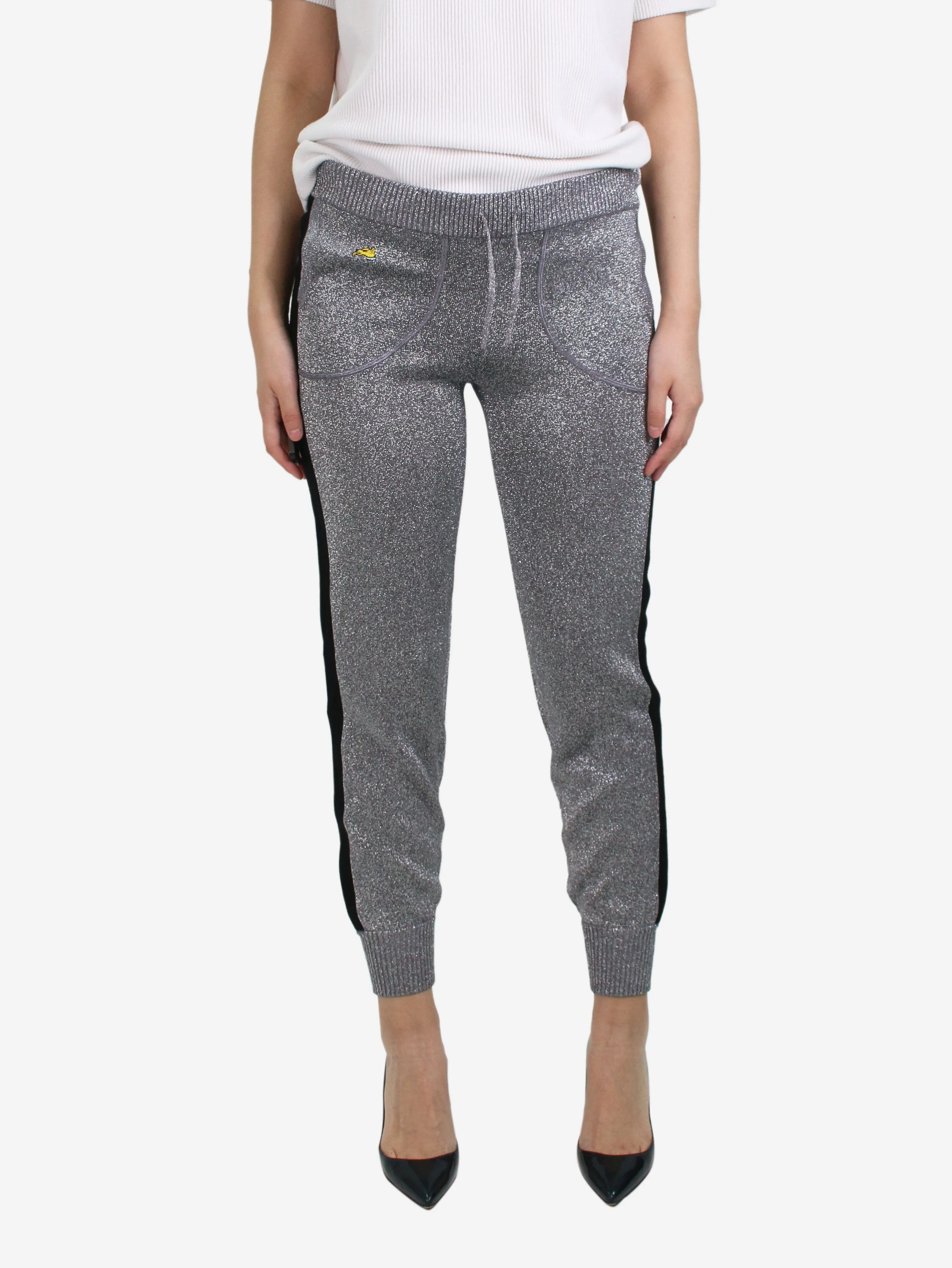 Silver glitter drawstring sweatpants - size S