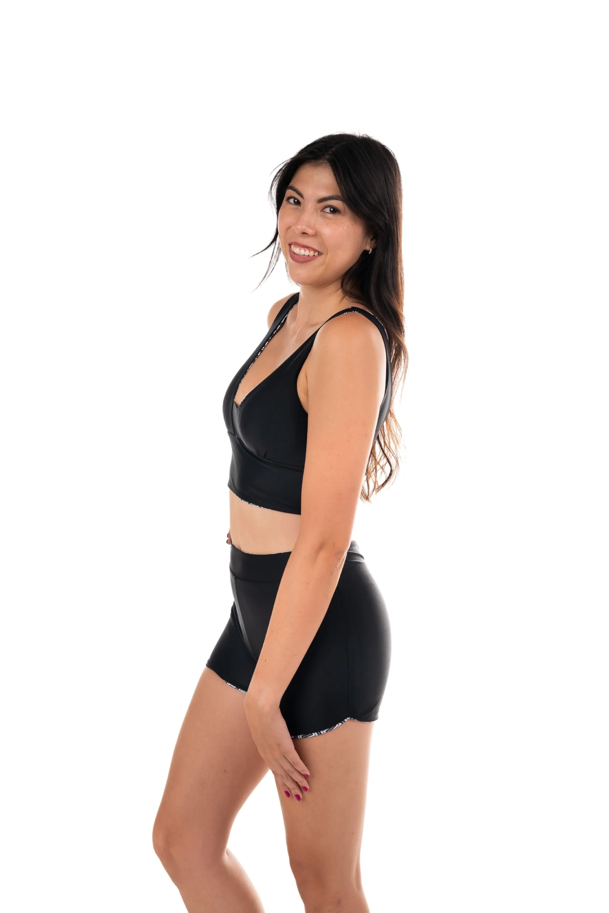 Sipadan Sculpting Crop Swim and Sports Top - Reversible