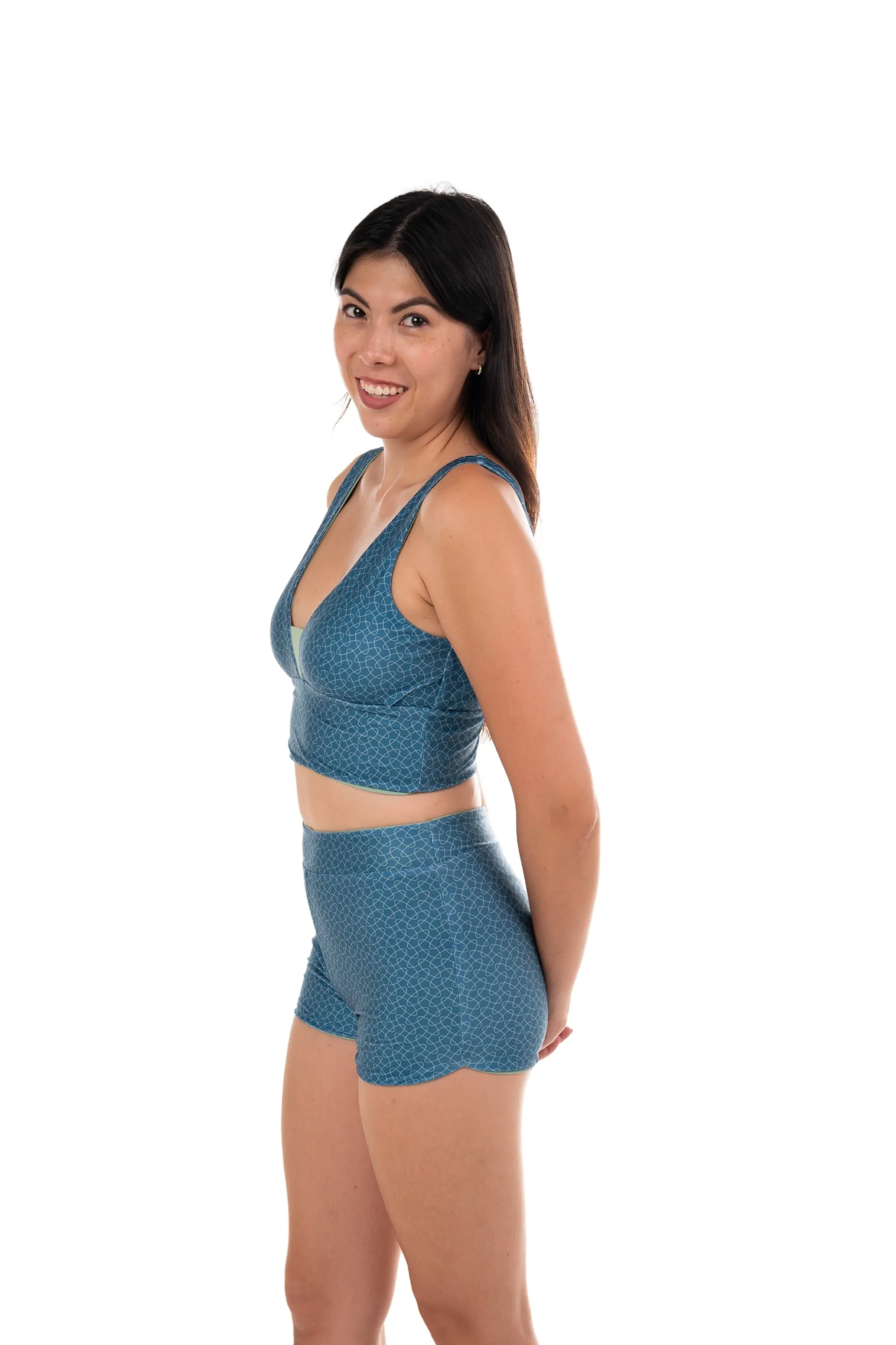 Sipadan Sculpting Crop Swim and Sports Top - Reversible