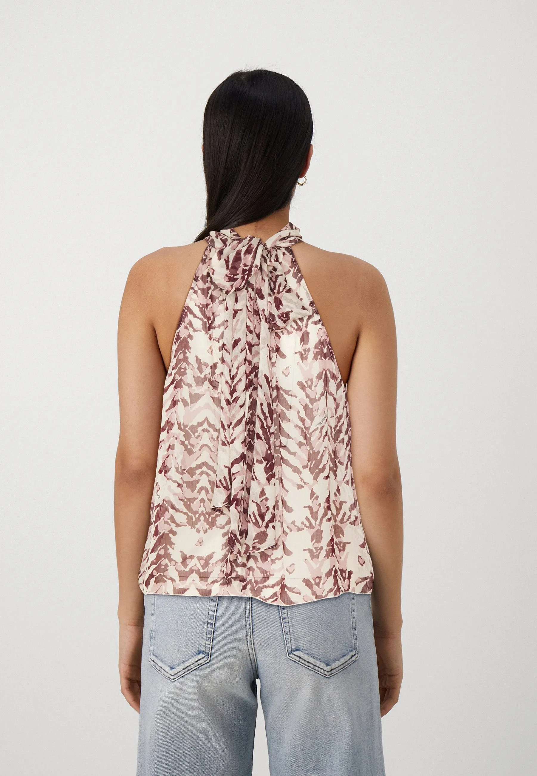 Sleeveless top shirt in viscose creponne