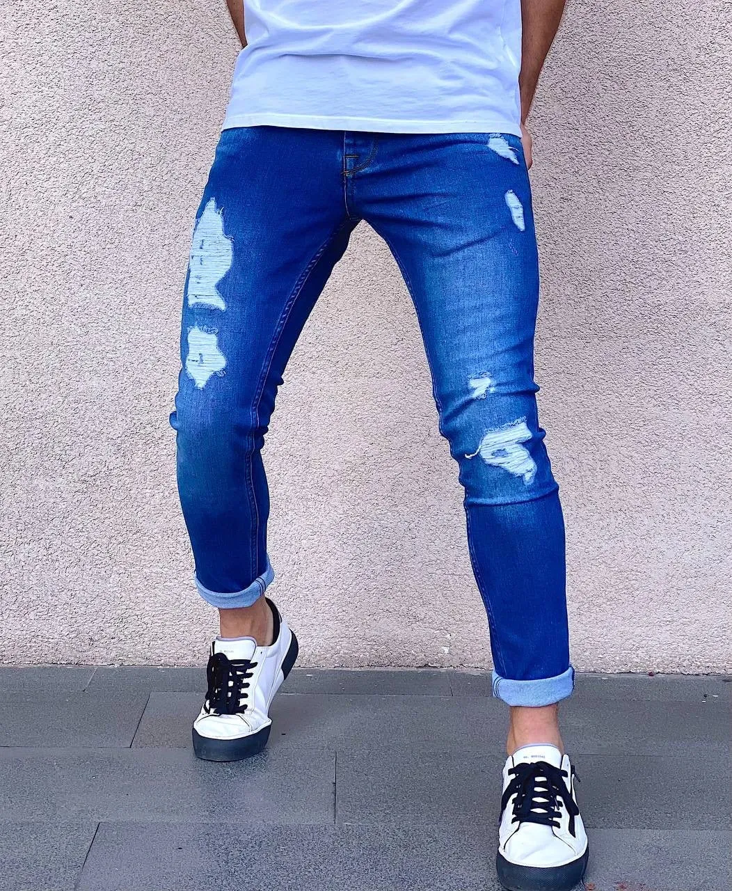 Sneakerjeans Blue Ripped Jeans AY075