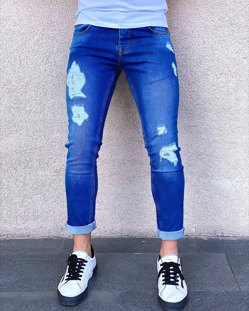 Sneakerjeans Blue Ripped Jeans AY075