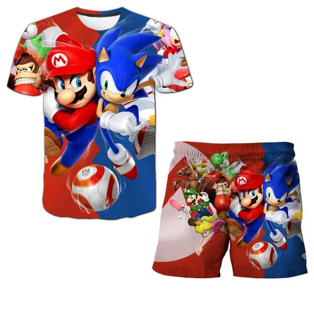 Sonic t shirt and shorts set