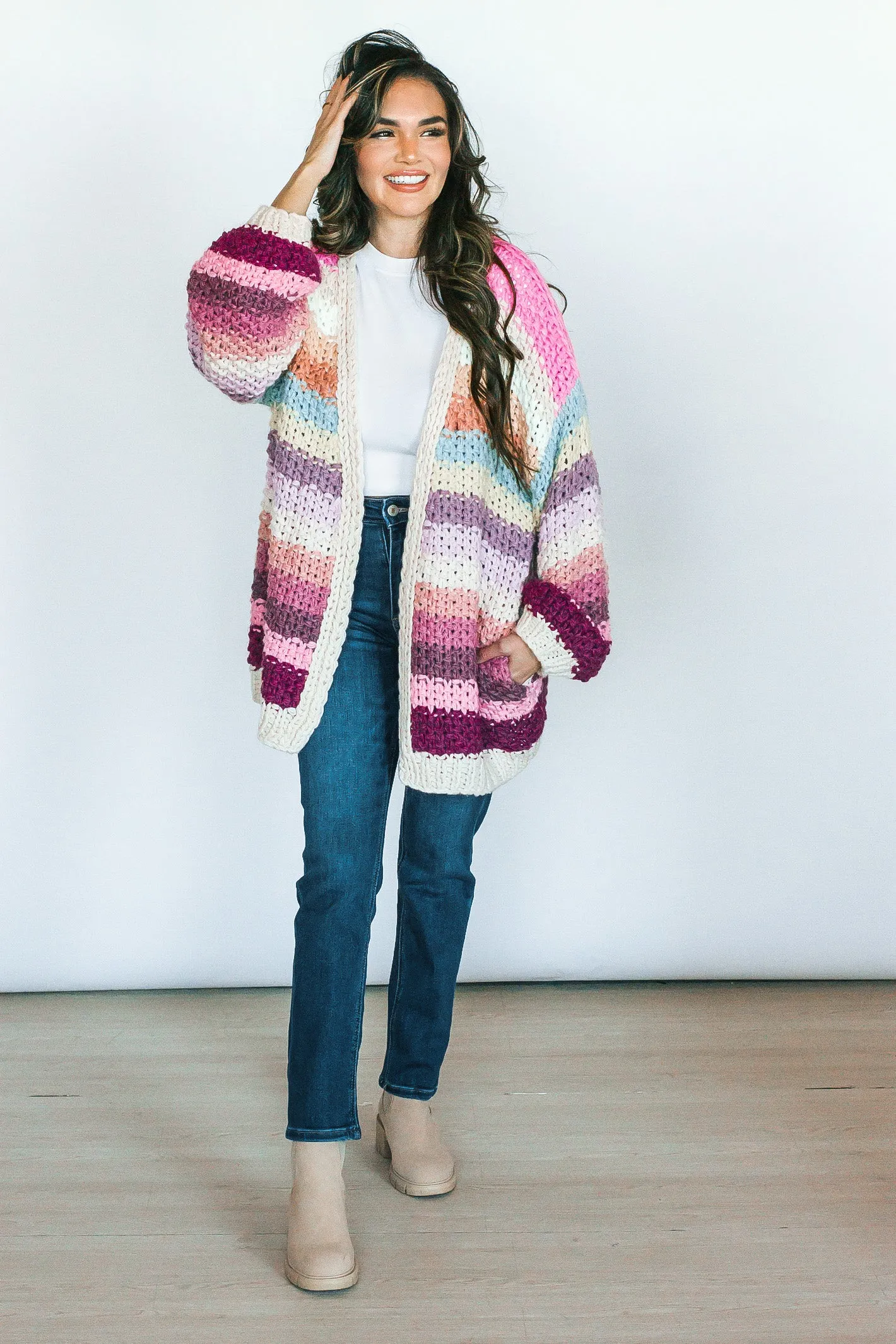 Vivacious Cutie Multicolor Knit Cardigan