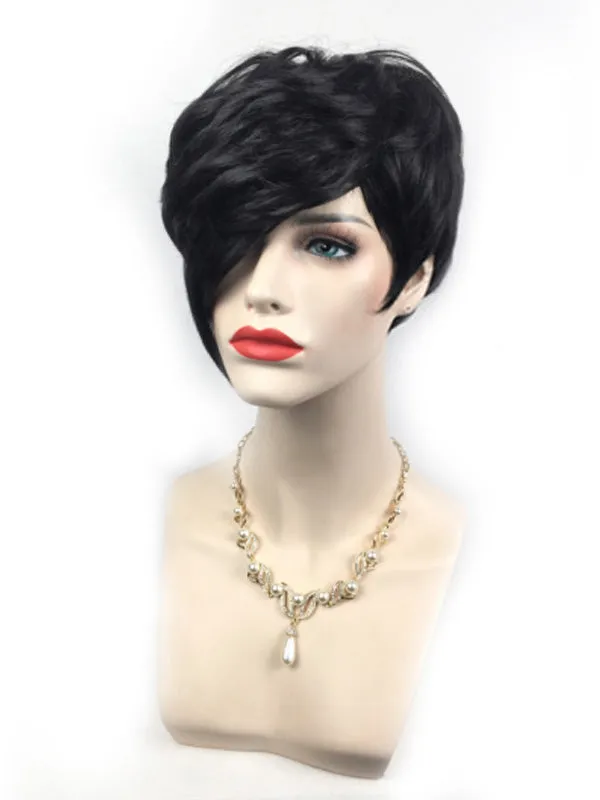 Women Trendy Short Black Wig