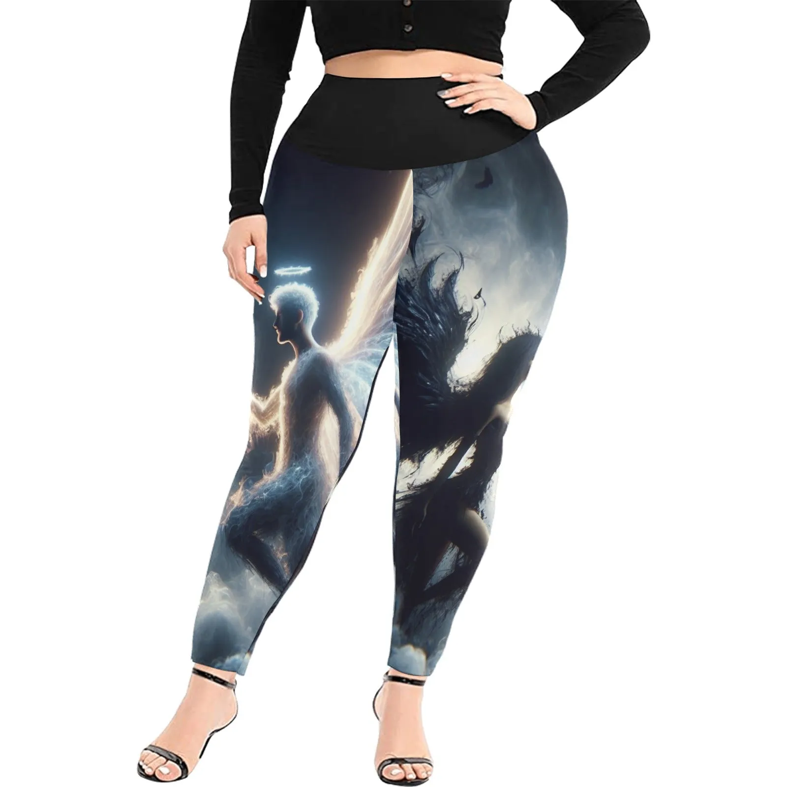 Women's High Waist Leggings(Plus Size)(ModelL45)