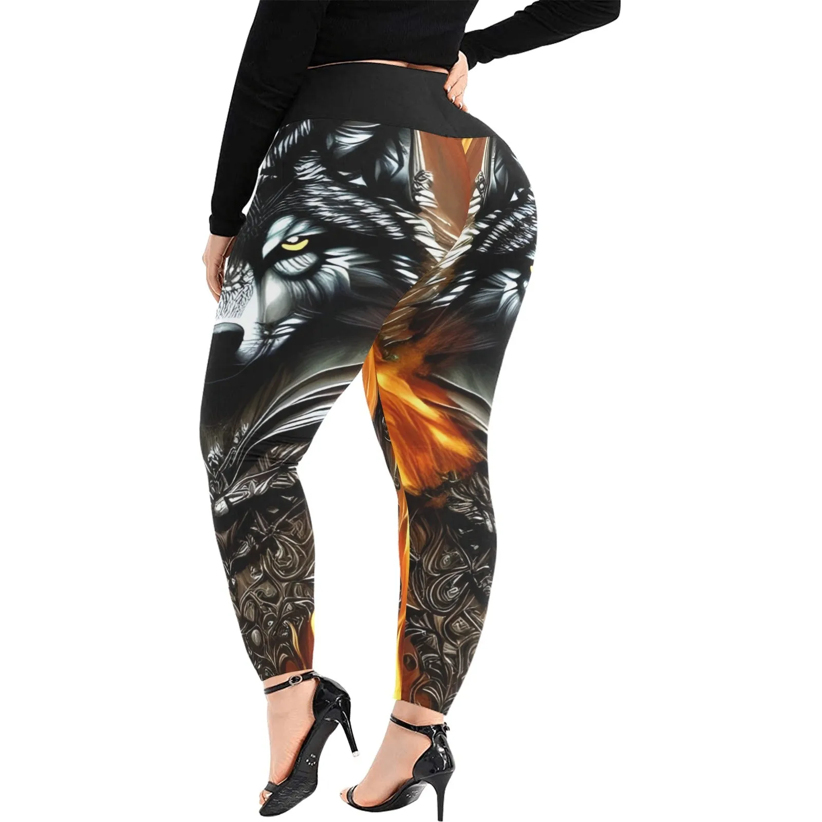 Women's High Waist Leggings(Plus Size)(ModelL45)