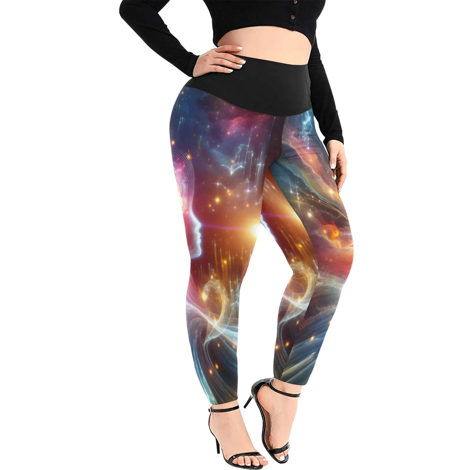 Women's High Waist Leggings(Plus Size)(ModelL45)