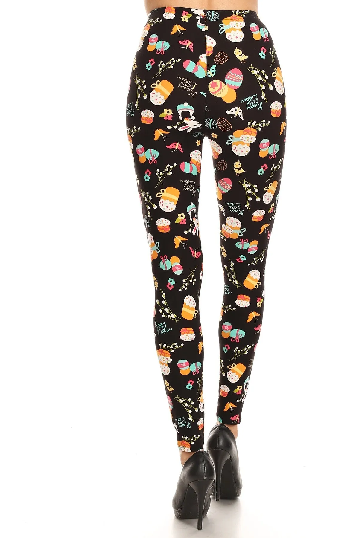 Women's Plus Easter Egg Rabbits Pattern Printed Leggings